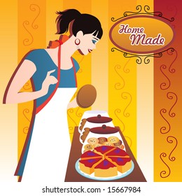 waitress with cookies and cakes. vector