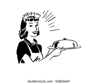 Waitress Covered Server Retro Clip Art Stock Vector (Royalty Free) 56863669