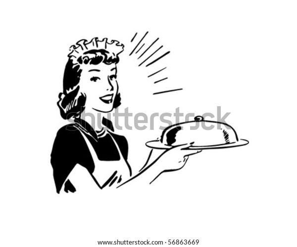 Waitress Covered Server Retro Clip Art Stock Vector (Royalty Free) 56863669