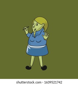 waitress cute cartoon illustration girl vector