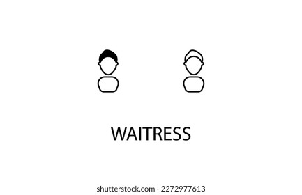 Waitress double icon design stoke illustration