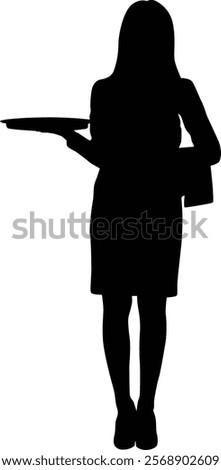Waitress full body silhouette illustration