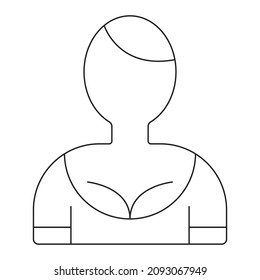 Waitress girl female woman waiter Vector. Black and white. White background. Line drawing.