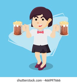 waitress  holding colla illustration design