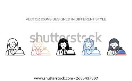 Waitress icon design with white background stock illustration