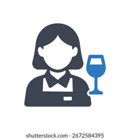 Waitress Icon Isolated On White Background