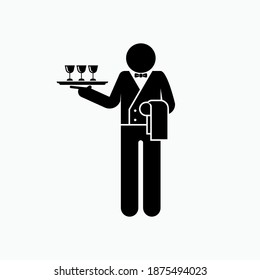 Waitress Icon. Servant Symbol - Vector Logo Template. 