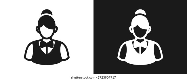 Icono de la camarera fijado glifo en fondo blanco y negro