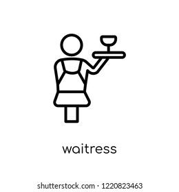 waitress icon. Trendy modern flat linear vector waitress icon on white background from thin line Restaurant collection, outline vector illustration