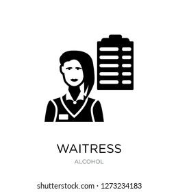 waitress icon vector on white background, waitress trendy filled icons from Alcohol collection, waitress simple element illustration