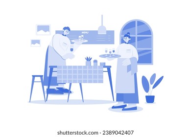 Waitress Illustration concept on a white background