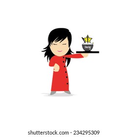 waitress illustration over white color background