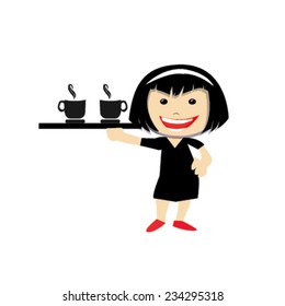waitress illustration over white color background