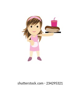 waitress illustration over white color background