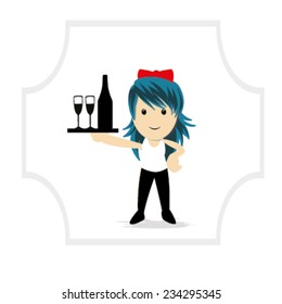 waitress illustration over white color background