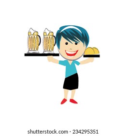 waitress illustration over white color background