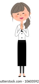 Waitress illustrations pleased with a smile
