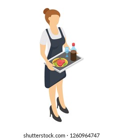 Waitress isometric icon design