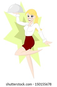 A waitress with a plate