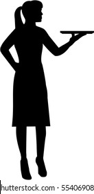 Waitress with plate silhouette