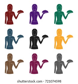 The waitress. Professions single icon in black style vector symbol stock illustration web.