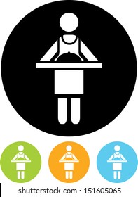 Waitress room service vector icon isolated 