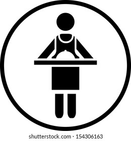 Waitress room service vector icon isolated 