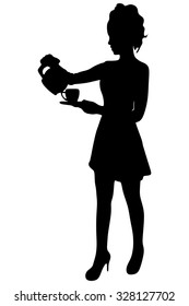 Waitress serving coffee