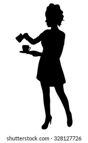 Waitress serving coffee