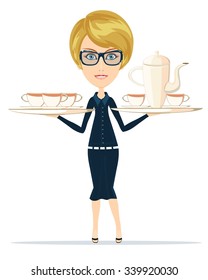 Waitress serving coffee