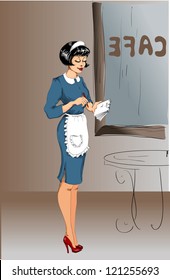 waitress takes order in a cafe