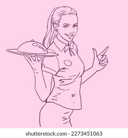 Vector de camarera para ilustración de tarjeta, decoración, fondo