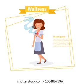 Waitress Vector. Cartoon. Isolated art on white background. Flat