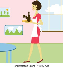 Waitress.  Vector illustration.