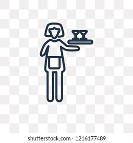 Waitress vector outline icon isolated on transparent background, high quality linear Waitress transparency concept can be used web and mobile