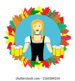 Waitress wit beer mugs decorated,Bavaria Oktoberfest