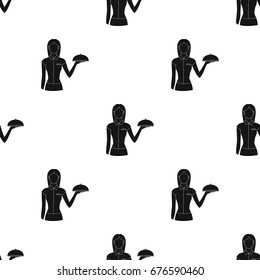 The waitress.Professions single icon in black style vector symbol stock illustration web.