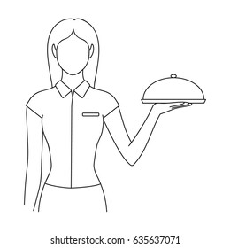 The waitress.Professions single icon in outline style vector symbol stock illustration web.