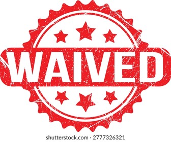 Waived Grunge Distressed Red Rubber Stamp with Stars