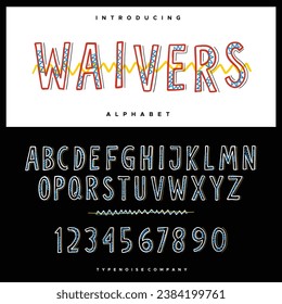 Waivers Alphabet Font. Cool outline Display Font.