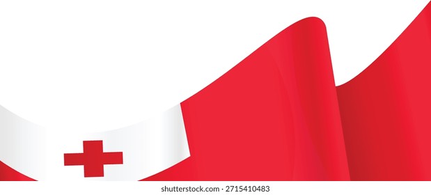 Verzichtende Flagge von Tonga mit roten und weißen Farben mit einem Kreuz.