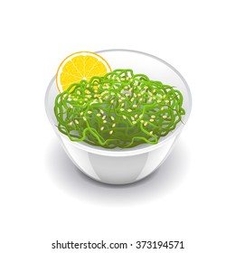 Wakame salad isolated on white photo-realistic vector illustration