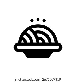 Algas Wakame. Icono de Vector de trazo delineado con detalles rellenos de negro.