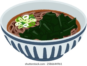 Wakame soba is warm soba topped with plenty of wakame seaweed and spring onions.