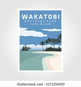 wakatobi national park poster vector illustration design. caribbean van celebes