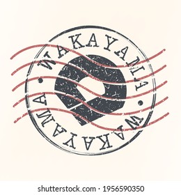 Wakayama, Japan Stamp Postal. Silhouette Seal. Flag Passport Round Design. Vector Icon. Design Retro Travel. National Symbol.