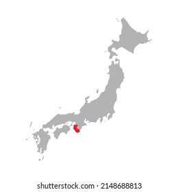 Wakayama prefecture highlight on the map of Japan