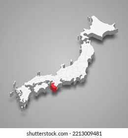 Wakayama prefecture location within Japan 3d isometric map