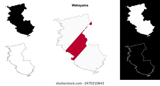 Wakayama prefecture outline map set