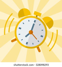 Wake up alarm clock. Vector Flat design